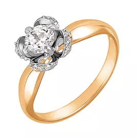 Кольцо из красного и белого золота с фианитами 11-0421-17-01