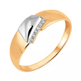 Кольцо из красного и белого золота с фианитами 11-1609-10-01