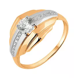 Кольцо из красного и белого золота с фианитами 11-1645-10-01