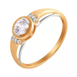Кольцо из красного и белого золота с фианитами 66566А
