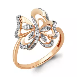 Кольцо из красного и белого золота с фианитами 68237А