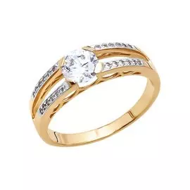 Кольцо из красного и белого золота с фианитами 81010029