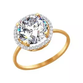 Кольцо из красного и белого золота с фианитами 81010057