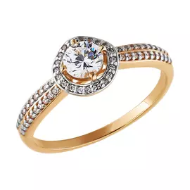 Кольцо из красного и белого золота с фианитами 81010085