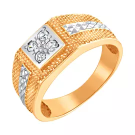 Кольцо из красного и белого золота с фианитами А 25035