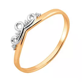 Кольцо из красного и белого золота с фианитами с родированием 11-1205-10-01