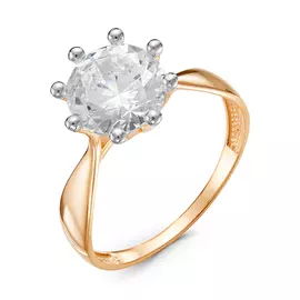 Кольцо из красного и белого золота с фианитом 116641