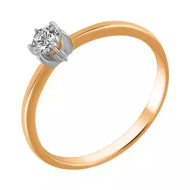 Кольцо из красного и белого золота с фианитом 11-0017-17-01