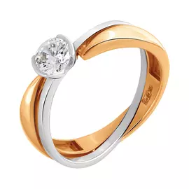 Кольцо из красного и белого золота с фианитом 66034