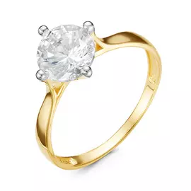 Кольцо из красного и белого золота с фианитом л116649