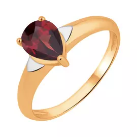 Кольцо из красного и белого золота с гранатом с родированием 11-1943-10-08