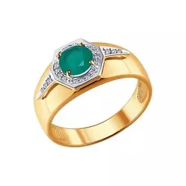 Кольцо из красного и белого золота с хризопразом и бриллиантами 6013045 №15 45