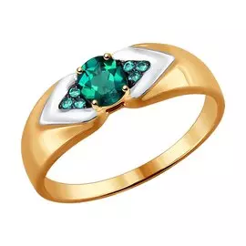 Кольцо из красного и белого золота с изумрудами 3010542 №16 275