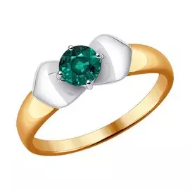 Кольцо из красного и белого золота с изумрудом 3010533 №16 126