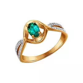 Кольцо из красного и белого золота с изумрудом и бриллиантами 3010297 №11 7