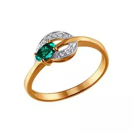 Кольцо из красного и белого золота с изумрудом и бриллиантами 3010316 №14 13