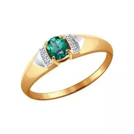 Кольцо из красного и белого золота с изумрудом и бриллиантами 3010540 №16 162