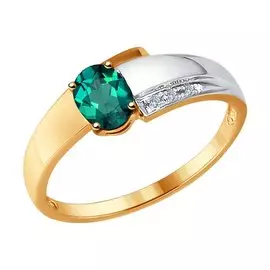 Кольцо из красного и белого золота с изумрудом и бриллиантами 3010547 №16 37