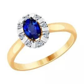 Кольцо из красного и белого золота с корундом и бриллиантами 6012127 №18 20