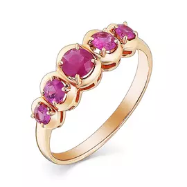 Кольцо из красного и белого золота с рубинами 1-107-333-03