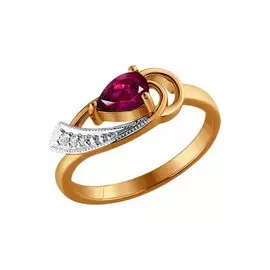 Кольцо из красного и белого золота с рубином и бриллиантами 4010449 №14 28