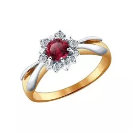 Кольцо из красного и белого золота с рубином и топазами swarovski 4010613 №16 9