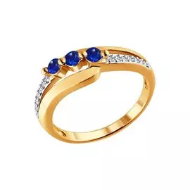 Кольцо из красного и белого золота с сапфирами и бриллиантами 2010301 №15 15