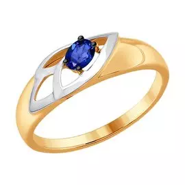 Кольцо из красного и белого золота с сапфиром 2011055 №16 3