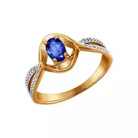 Кольцо из красного и белого золота с сапфиром и бриллиантами 2010508 №13 31 - 69