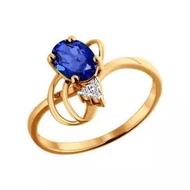 Кольцо из красного и белого золота с сапфиром и бриллиантами 2010570 №13 6