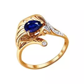 Кольцо из красного и белого золота с сапфиром и бриллиантами 2010768 №12 31