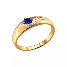 Кольцо из красного и белого золота с сапфиром и бриллиантами 2010965 №15 184