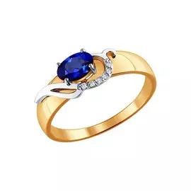 Кольцо из красного и белого золота с сапфиром и бриллиантами 2010983 №19 8