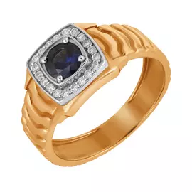 Кольцо из красного и белого золота с сапфиром и бриллиантами 960232к