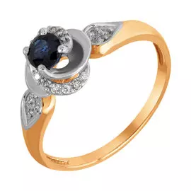 Кольцо из красного и белого золота с сапфиром и бриллиантами К0147-122