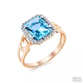 Кольцо из красного и белого золота с топазами и фианитами 01-2-640-1301-011