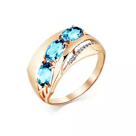 Кольцо из красного и белого золота с топазами и фианитами 01-2-850-1301-011