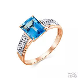 Кольцо из красного и белого золота с топазом и фианитами 01-2-606-1301-011