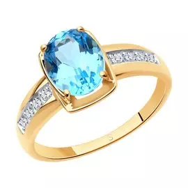 Кольцо из красного и белого золота с топазом и фианитами 715312