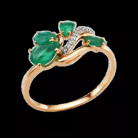 Кольцо из красного золота с агатами и фианитами 004471-1482