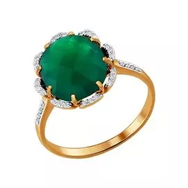 Кольцо из красного золота с агатом и бриллиантами 6013051 №15 28