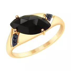 Кольцо из красного золота с агатом и фианитами 715204