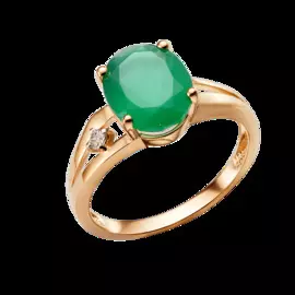 Кольцо из красного золота с агатом и фианитом 005941-1482