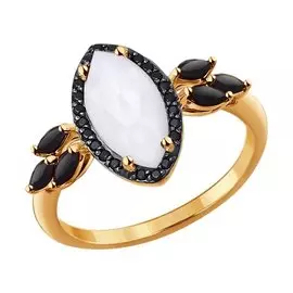 Кольцо из красного золота с агатом и наношпинелем 714262