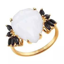 Кольцо из красного золота с агатом и наношпинелем 714285