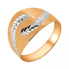 Кольцо из красного золота с алмазной гранью и родированием 15-0674-10-61