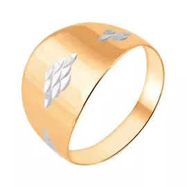 Кольцо из красного золота с алмазной гранью и родированием 15-0674-10-62