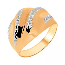 Кольцо из красного золота с алмазной гранью и родированием 15-0676-10-61