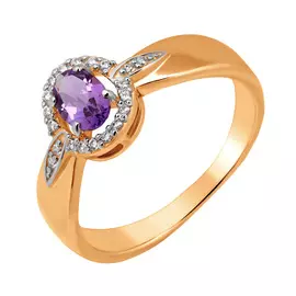 Кольцо из красного золота с аметистами и фианитами 11-1153-11-07
