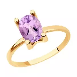 Кольцо из красного золота с аметистом 716497